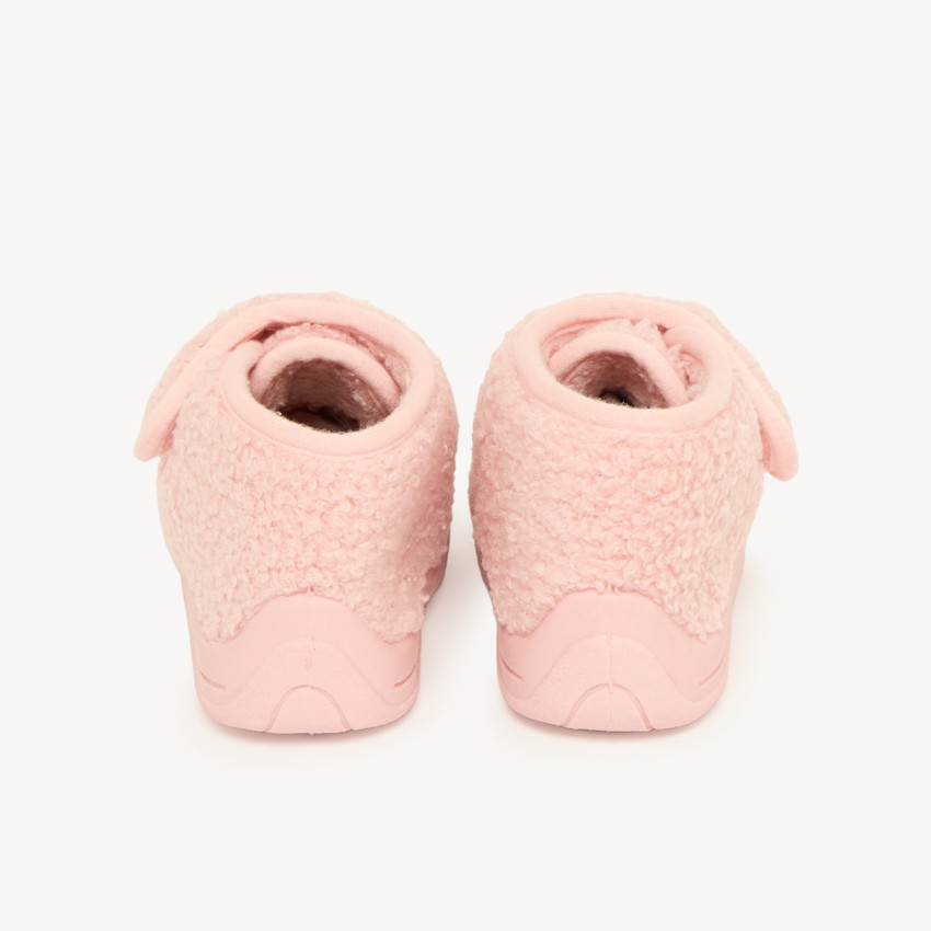 Babyslofjes meisjes in roze faux fur 