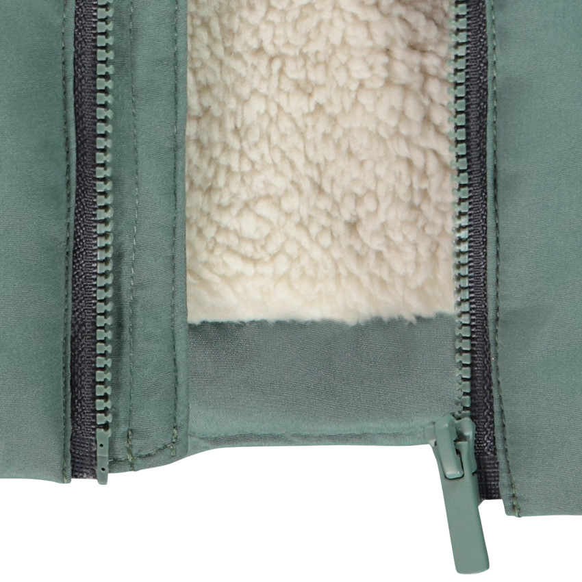 Doudoune longue manches longues en sherpa + capuche pour bébé garçon 