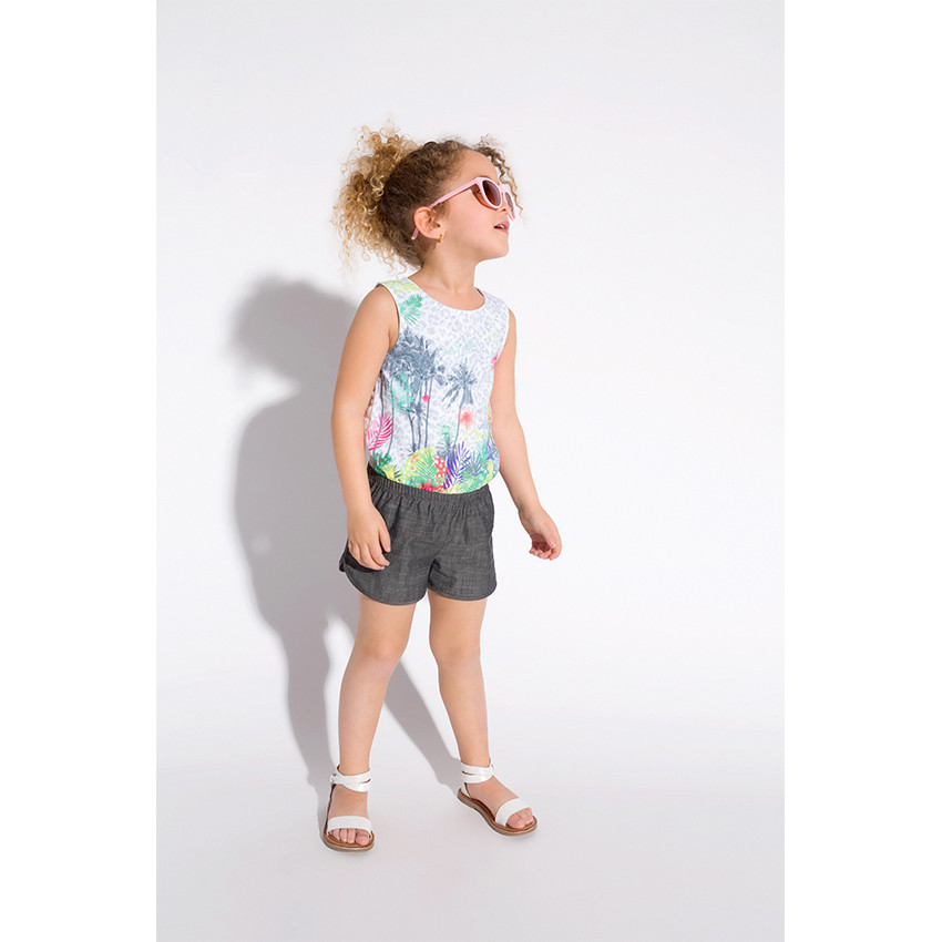 Combishort bi-matière imprimé tropical 