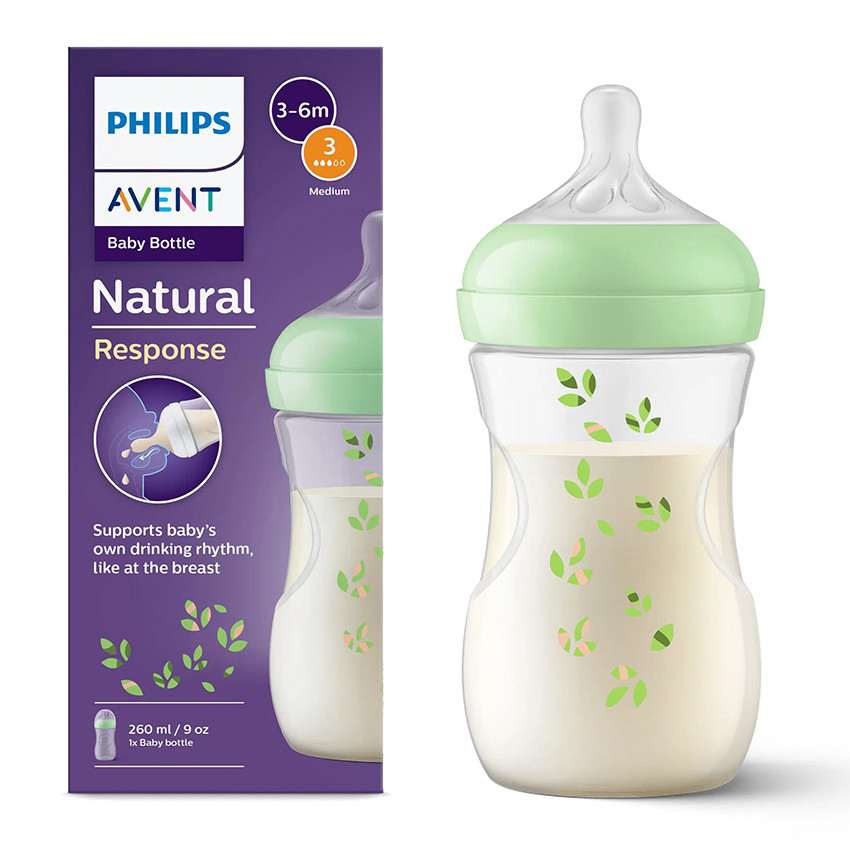 Zuigfles Natural Response Deco 260ml 1stuk Paars/Groen Willekeurige kleur  