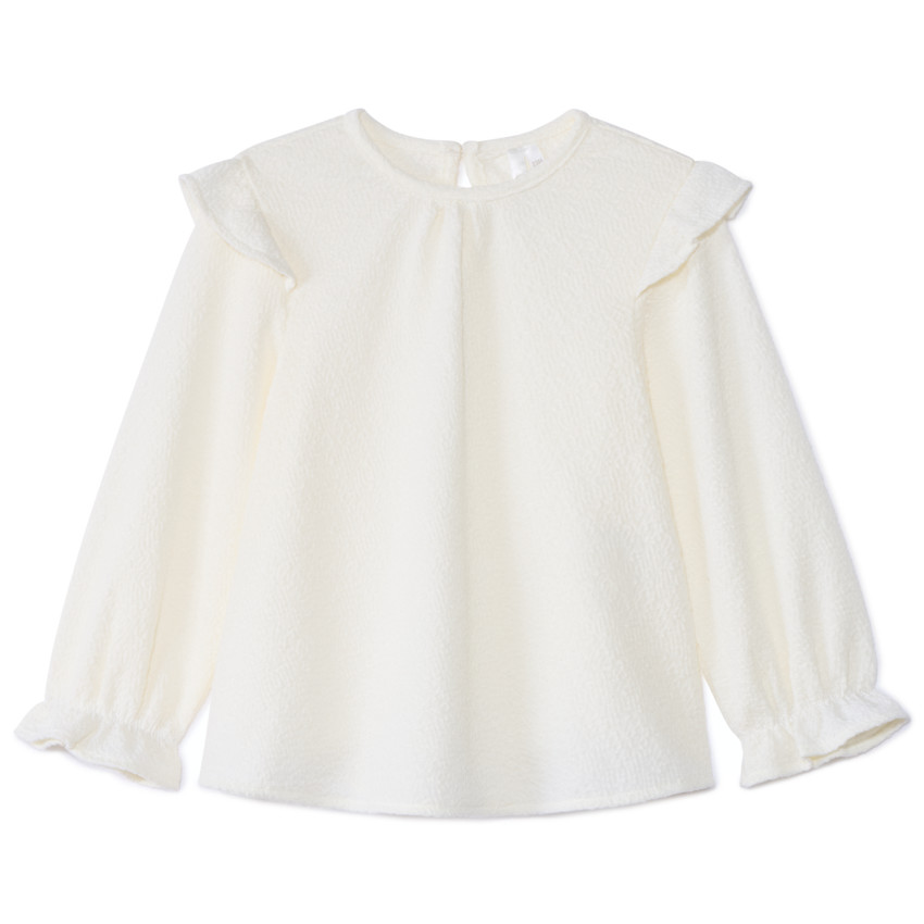 Tuniek met lange mouwen, effen kleur en ruches voor meisjes 