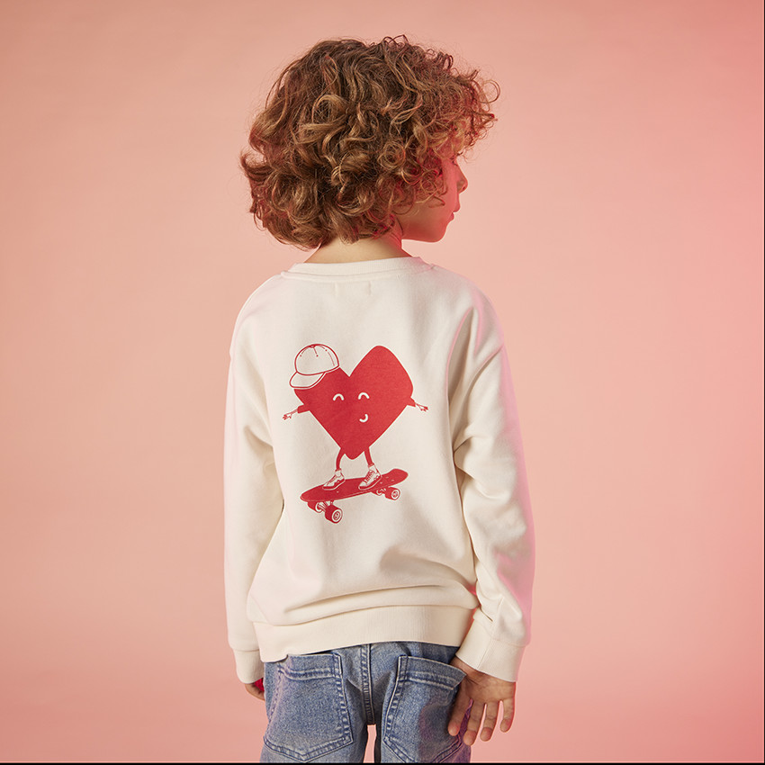 Sweatshirt fleece oversized geborduurd en print voor kinderen 