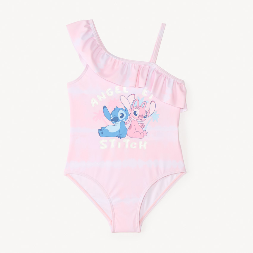 Maillot de bain 1 pièce bretelles asymétriques Stitch et Angel Disney fille 