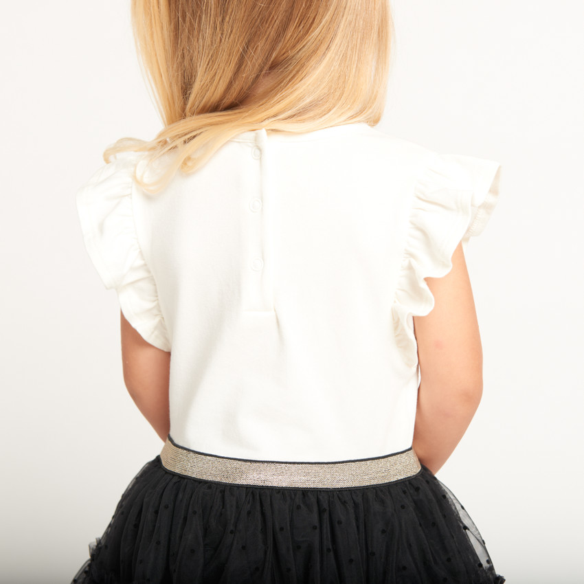 Korte mouwen 2-in-1 effect jurk van dubbele stof voor babymeisjes 