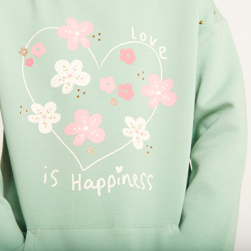 Sweatjurk met fleece en kangoeroezak voor meisjes 