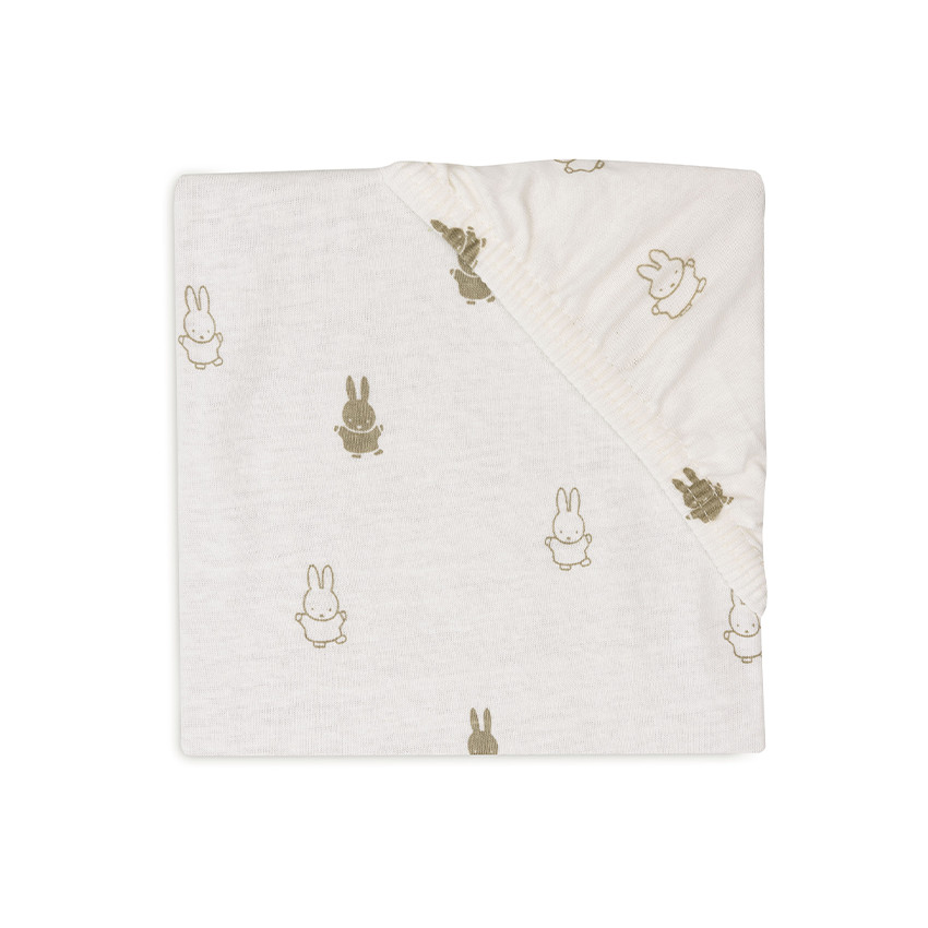 Drap housse en jersey 40/50 x 80/90 cm Happy Miffy olive green 