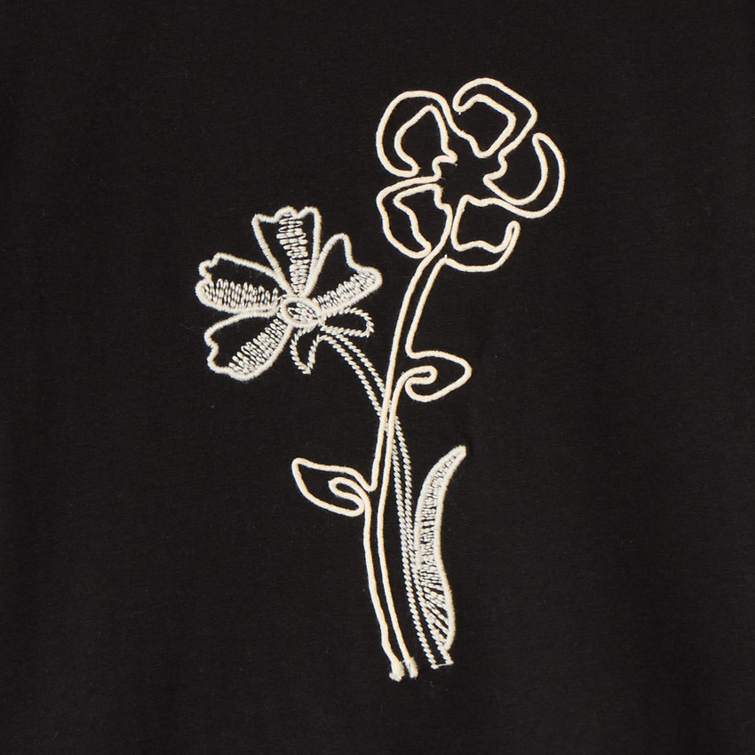 T-shirt manches courtes fille fleurs en cording 