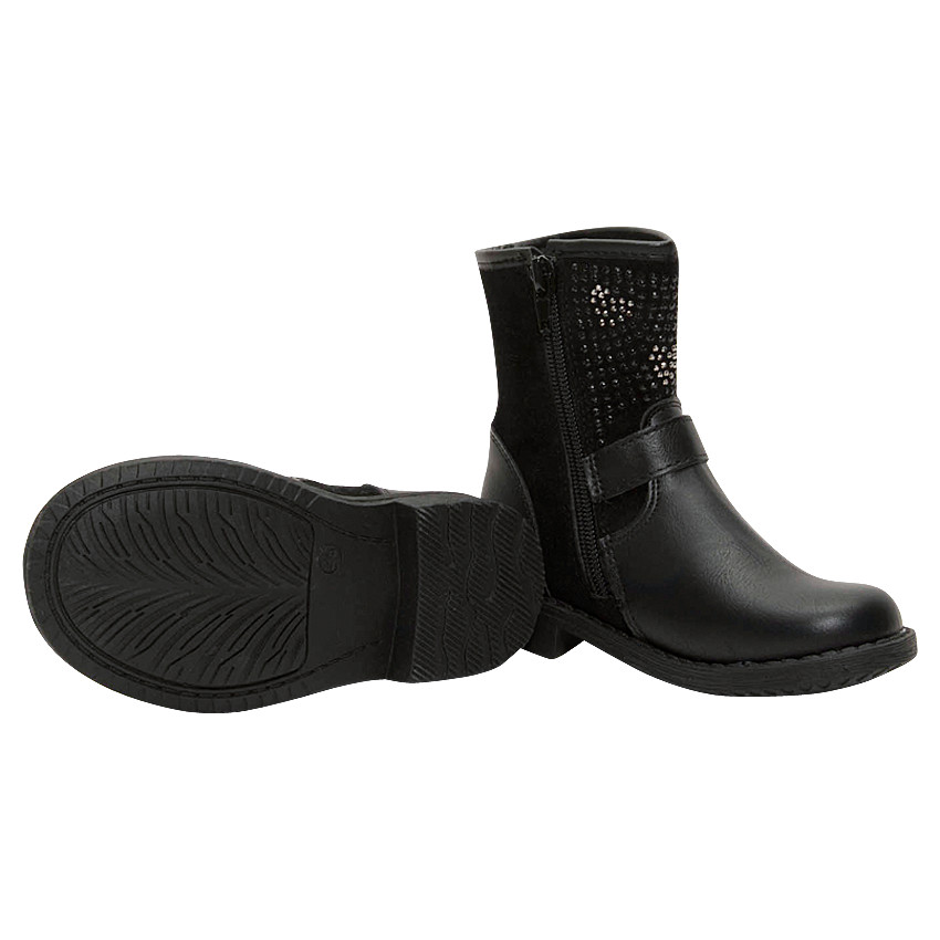 Bottes effet cuir avec strass et boucle fantaisie pour enfant fille 