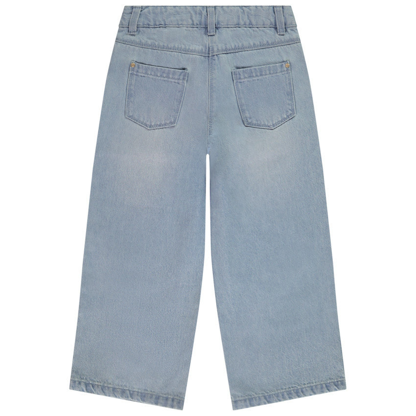 Jean large effet délavé pour fille 