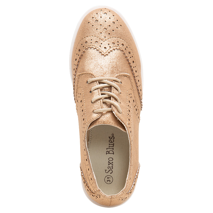 Derbies dorées à lacets semelle compensée du 28 au 38 