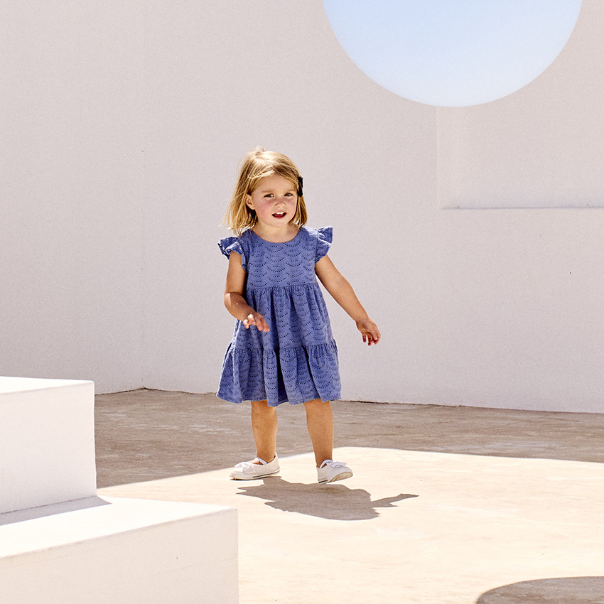 Ensemble 2 pièces uni en broderie anglaise pour bébé fille 