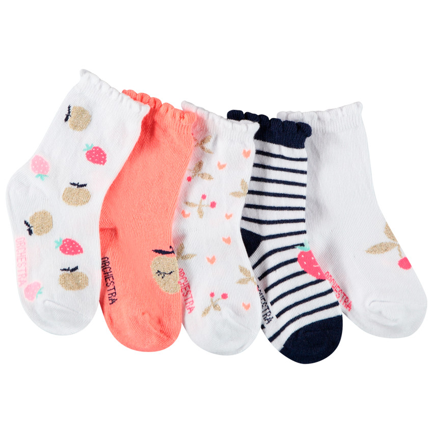 Lot de 5 paires de chaussettes à motifs pour bébé fille 