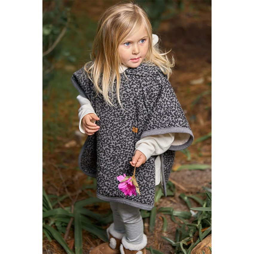 Poncho Teddy 1-3 ans Leopard Gris/Noir 