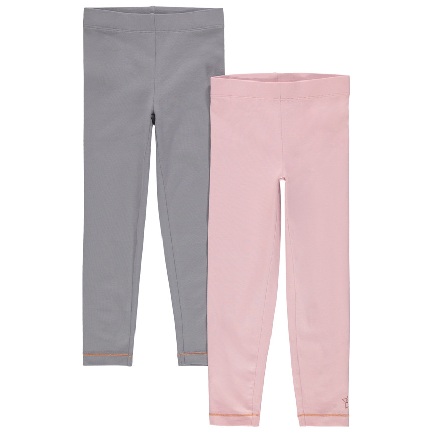 Lot de 2 leggings unis à surpiqûres pour filles 