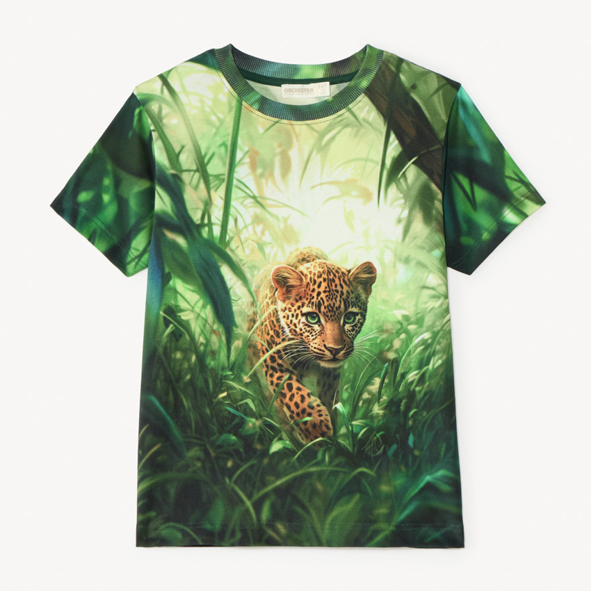 T-shirt manches courtes photoprinté léopard garçon 