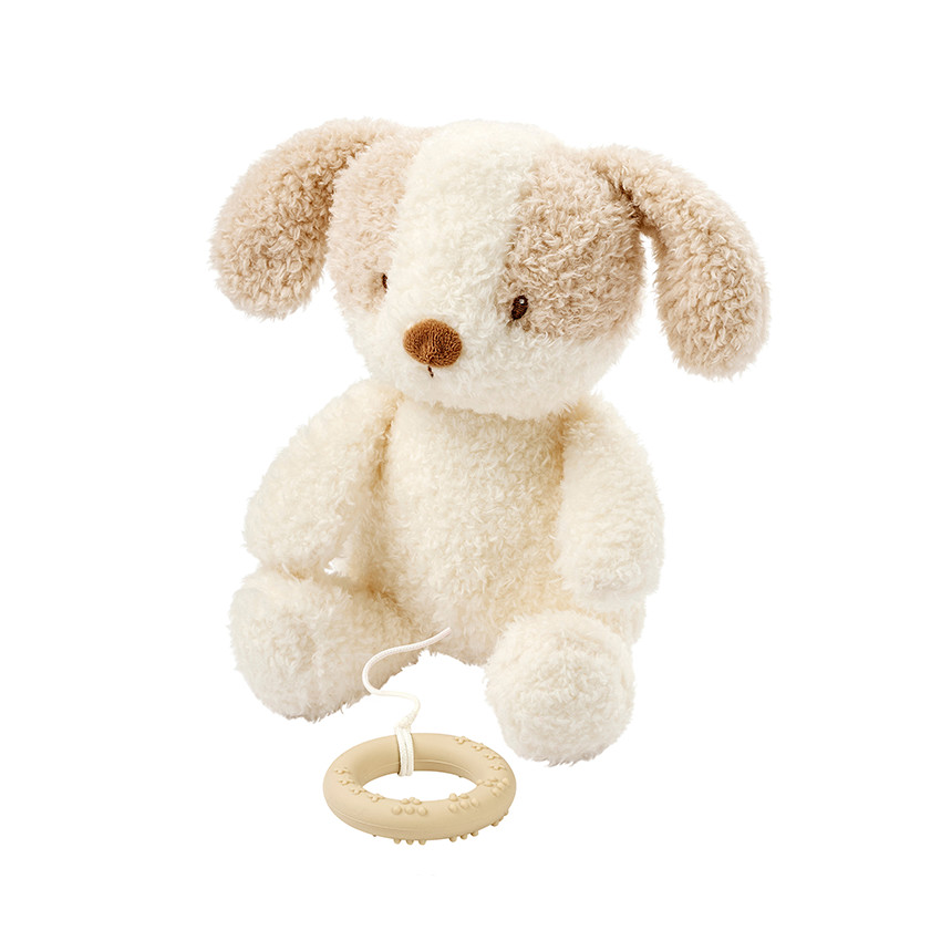 Peluche musicale bébé chien - 25cm - Fanfan - Teddy écru 