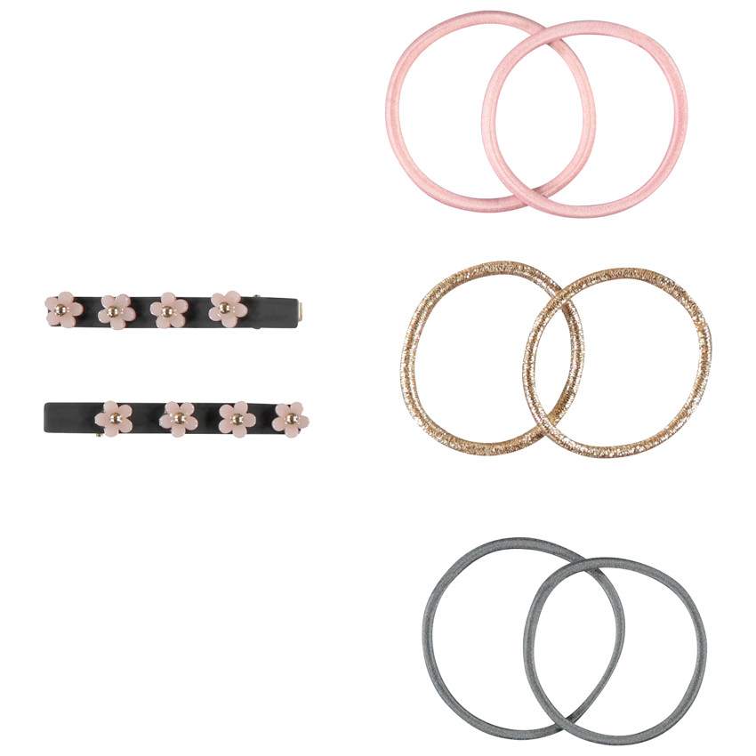 Set van 2 barrettes en 6 elastiekjes voor meisjes 