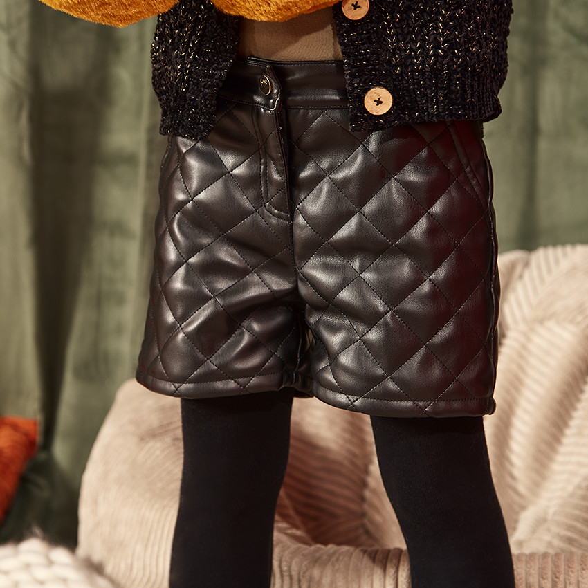 Short in leder effect matelassé voor meisjes 