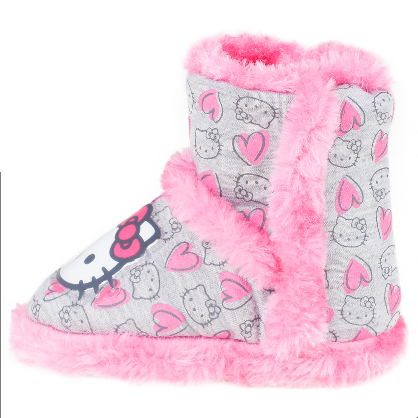Chaussons bottines Hello Kitty avec fausse fourrure pour fille 