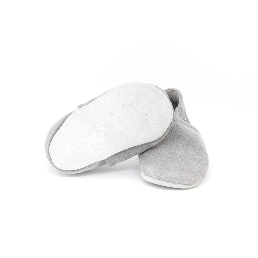Chaussons souples 3-6M en suède Babysoft sky 