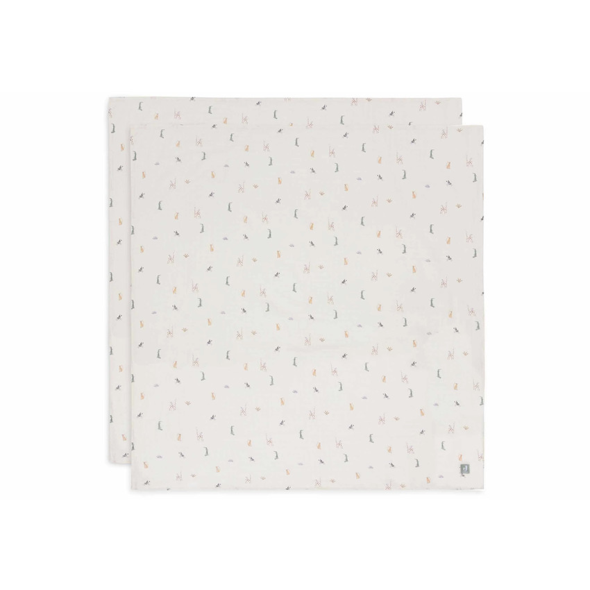 Lot de 2 langes en gaze de coton 115 x 115 cm Jungle Jambo 