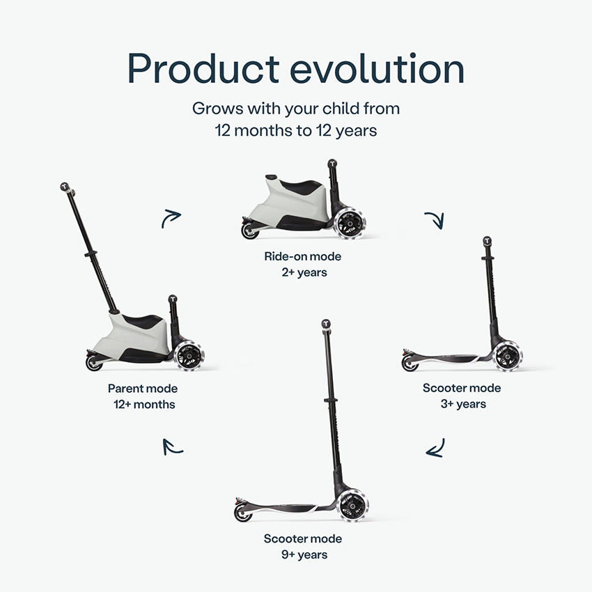 Scooter Xtend Ride On Trottinette 3-en-1 Cool Grey 12m-12ans  
