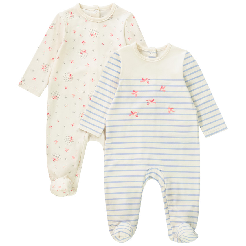 Set van 2 fantasie pyjama Vogels voor meisjes 