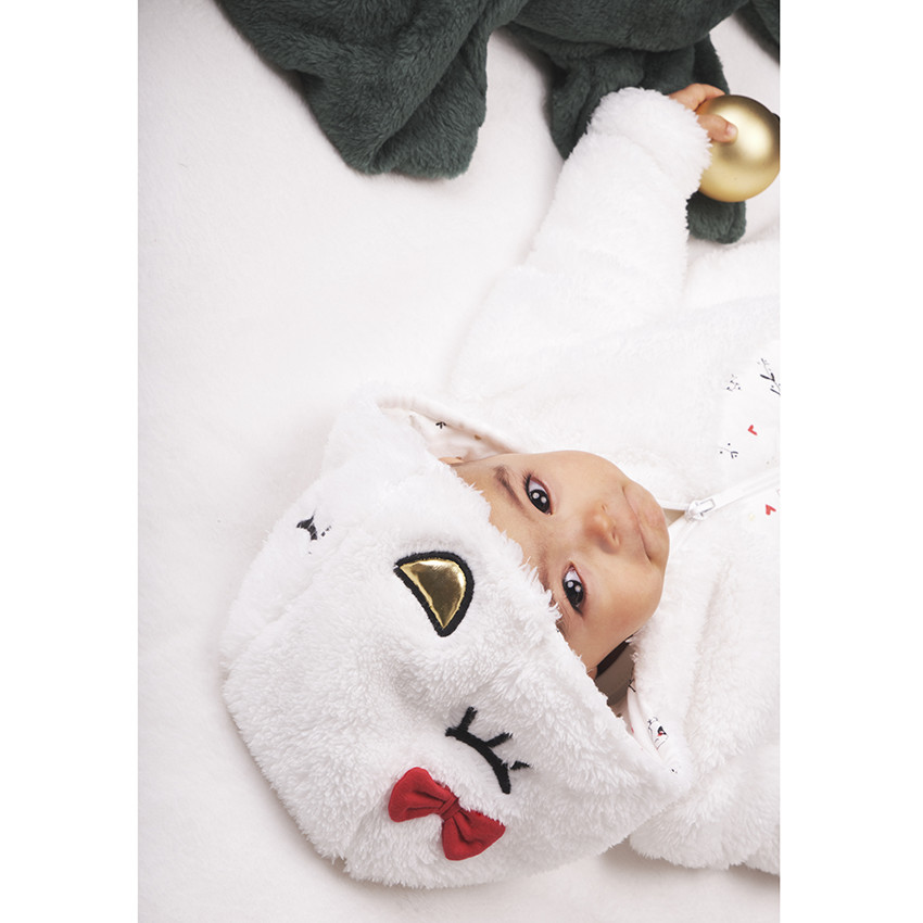 Surpyjama en sherpa avec capuche fantaisie oiseau pour bébé fille 