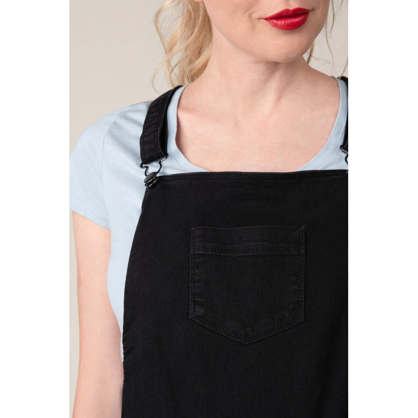 Salopette de grossesse en jean noir coupe slim 