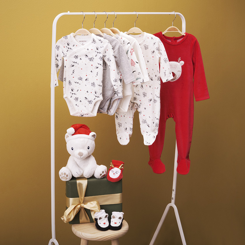 Pantoffels van fluweel met kerstbeer voor baby jongen 