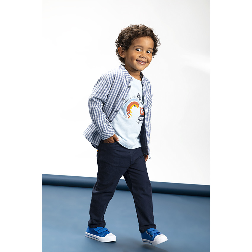 Chemise manches longues col mao en coton pour bébé garçon 