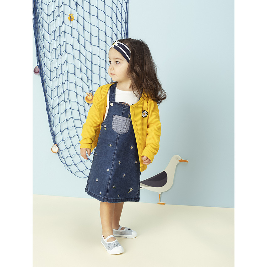 Bandeau à rayures avec fleur en crochet pour bébé fille 