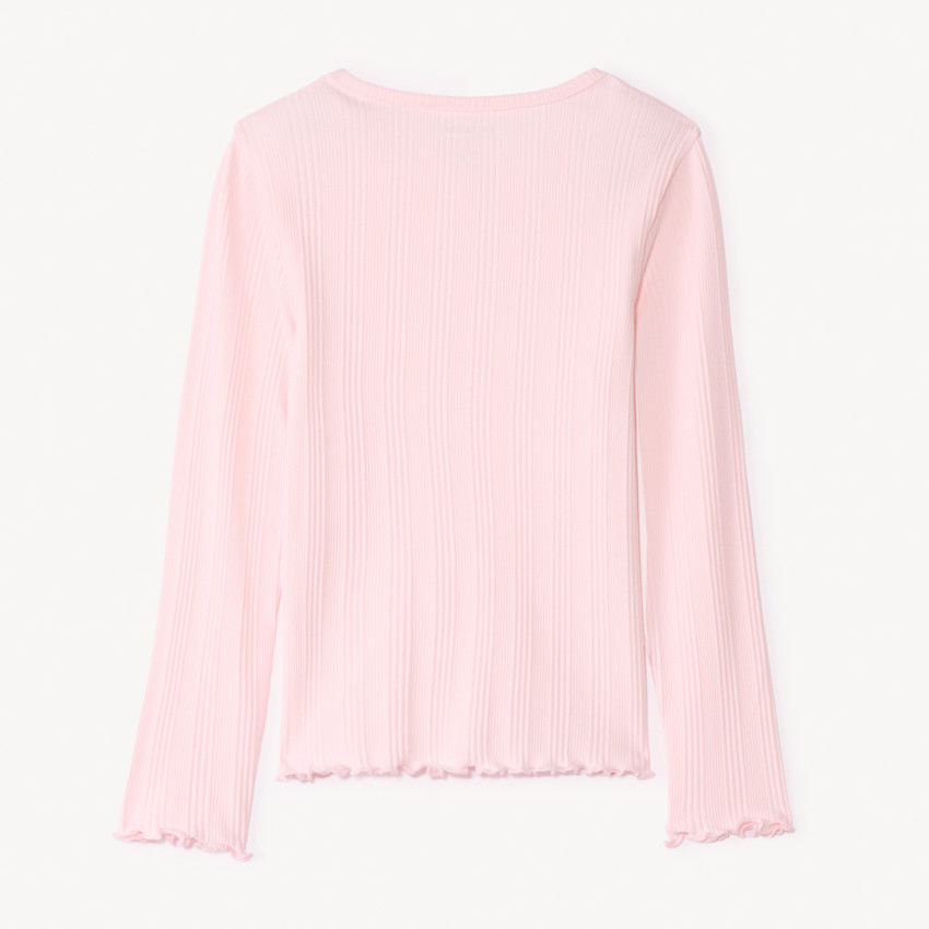 T-shirt manches longues avec cœur brodé fille 
