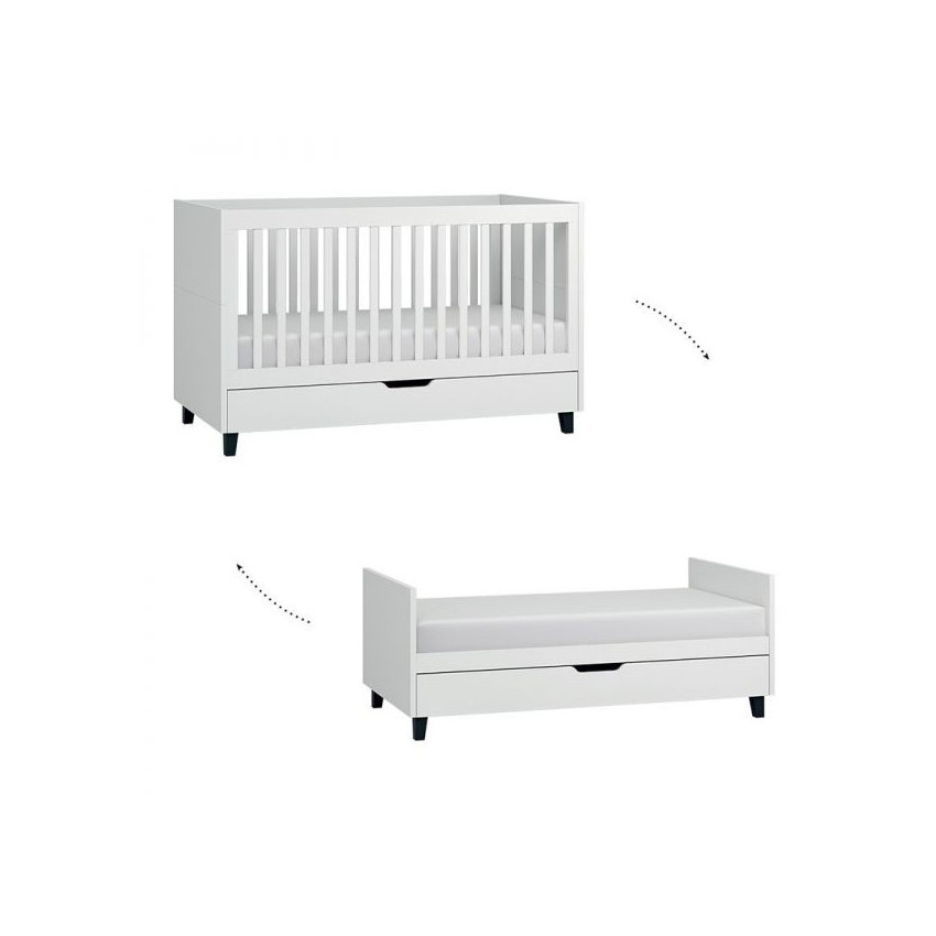 Lit Simple 70 x 140 cm - Blanc / Noir 