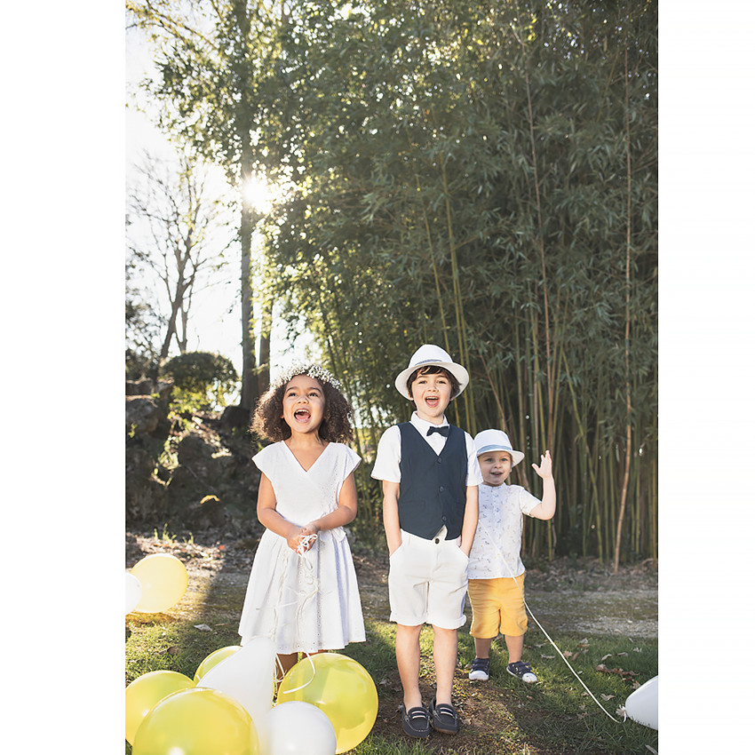 Robe de cérémonie détails broderie anglaise fille - écru, Fille