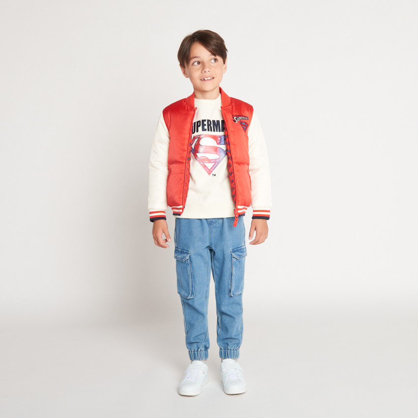 Sweatshirt fleece met lenticulaire Supermanprint, effen, voor jongens 