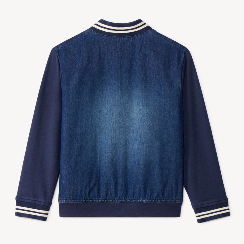Veste teddy garçon bi-matière jean et molleton 