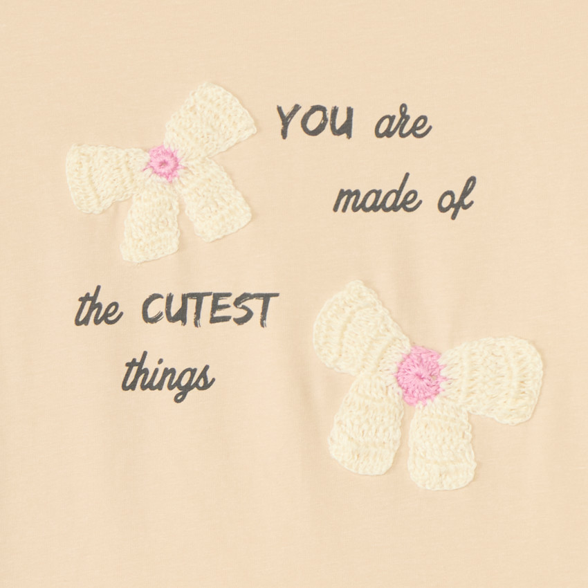 T-shirt met lange mouwen met print en fantasierijke haakmotieven voor meisjes 