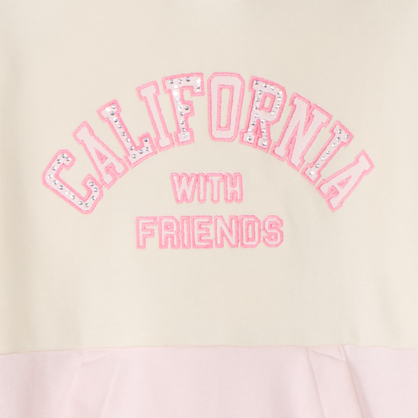 Sweat à capuche molleton effet color block pour fille 