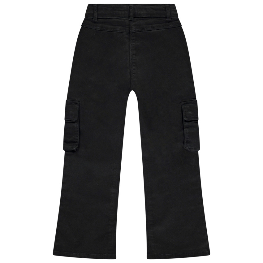 Jean en toile forme trompette et style cargo pour fille  