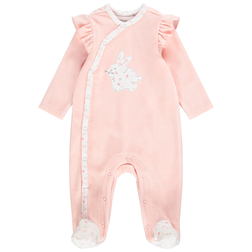 Set van 2 fluwelen slaappakjes met konijnenprint voor babymeisjes 