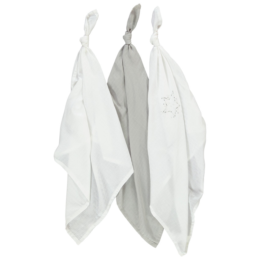 Lot de 3 langes en coton motif étoile 