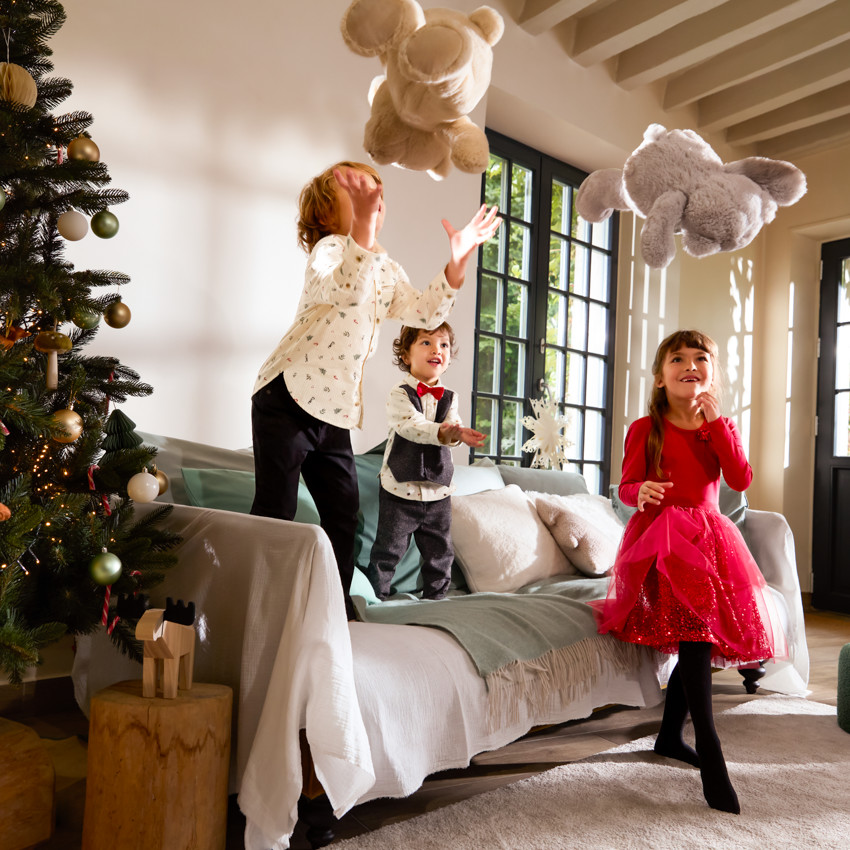 Hemd met lange mouwen en kerstprint voor jongens 