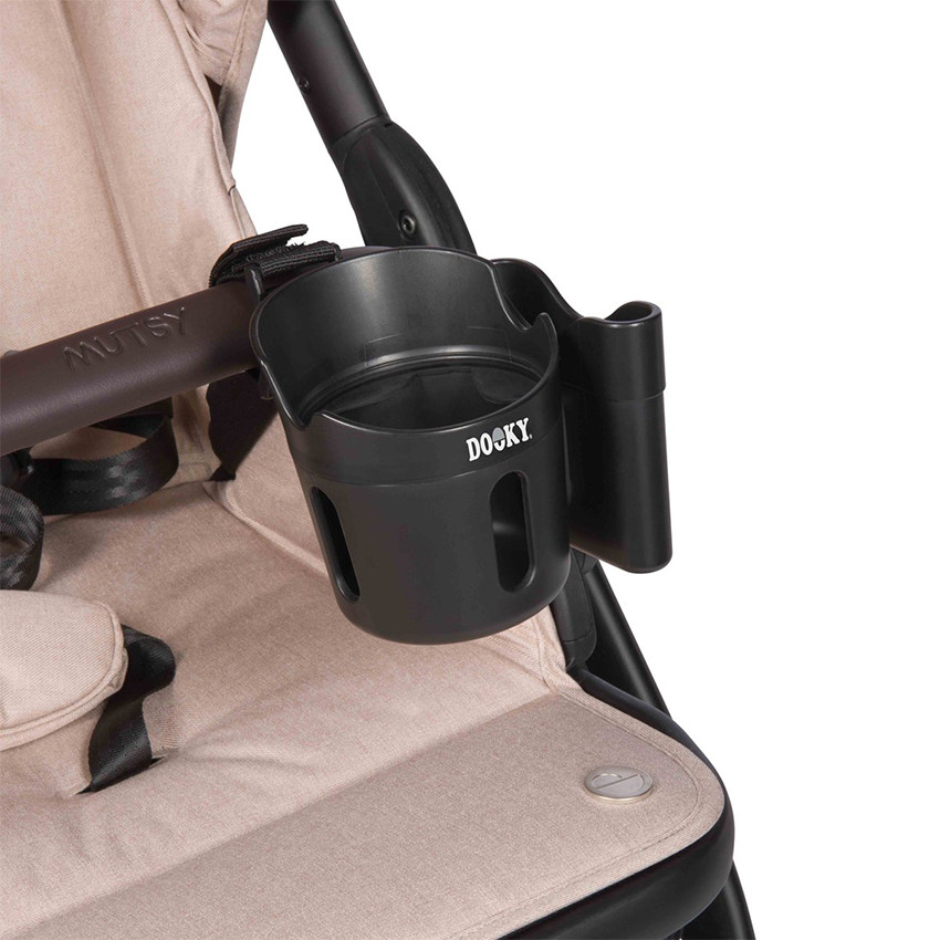 Beker en telefoonhouder 2-in-1 voor kinderwagen Zwart  