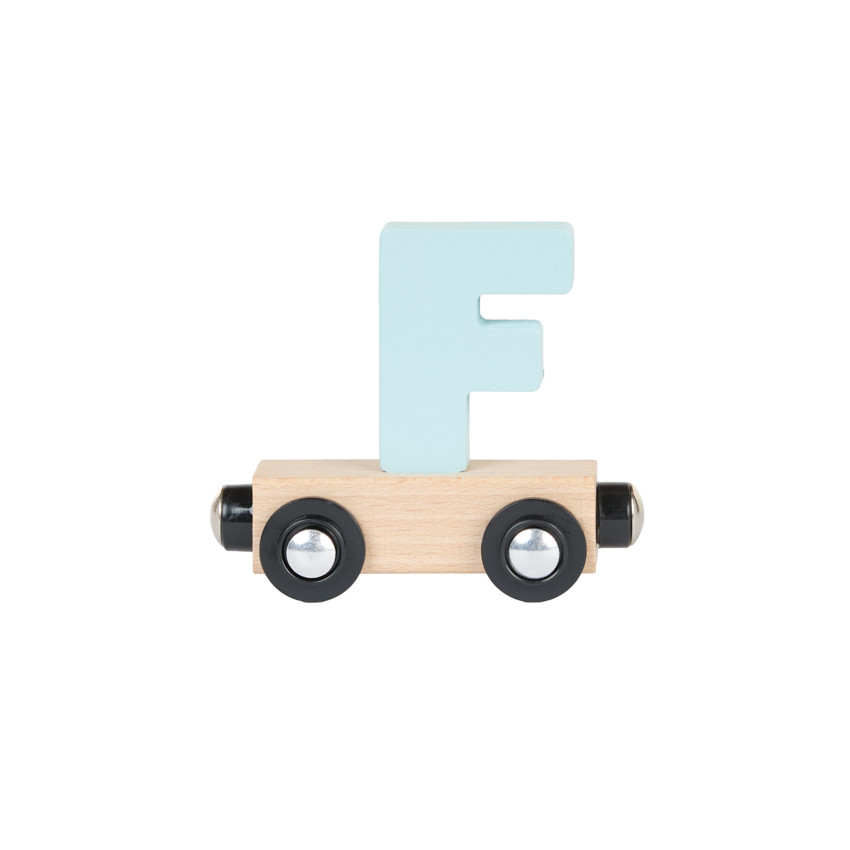 Lettre "F" wagon en bois - gris bleu 