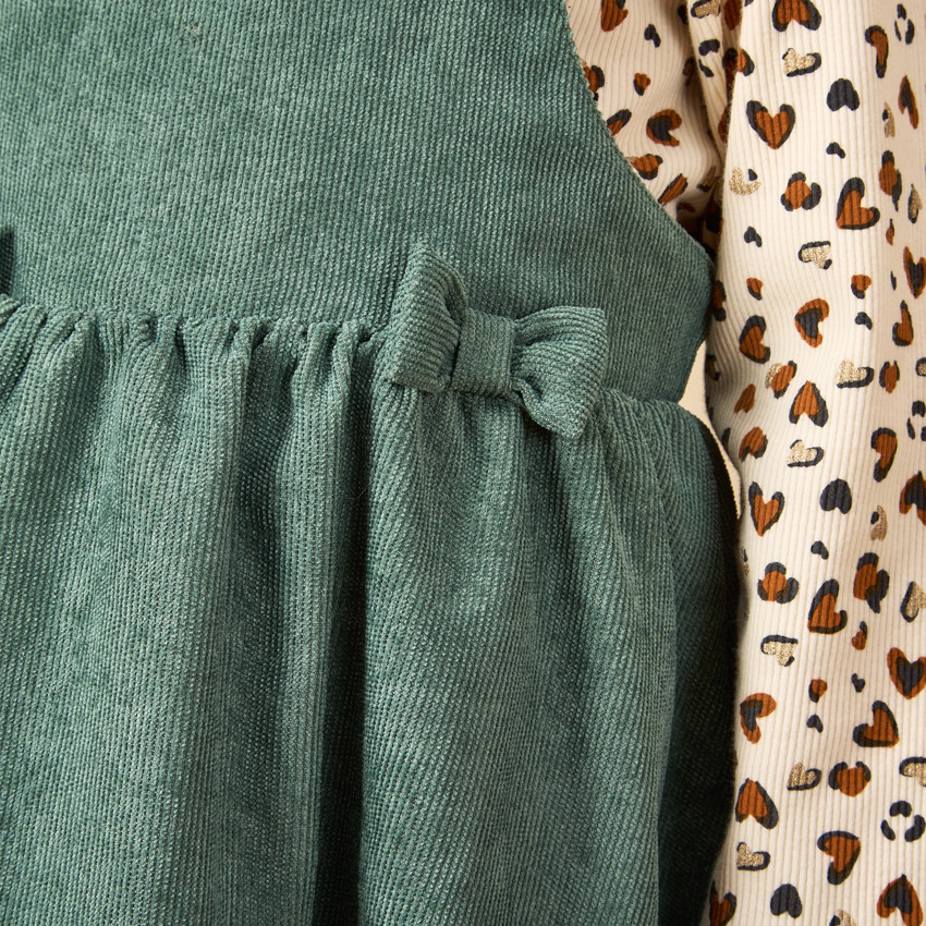 Robe courte sans manches uni en velours pour bébé fille 