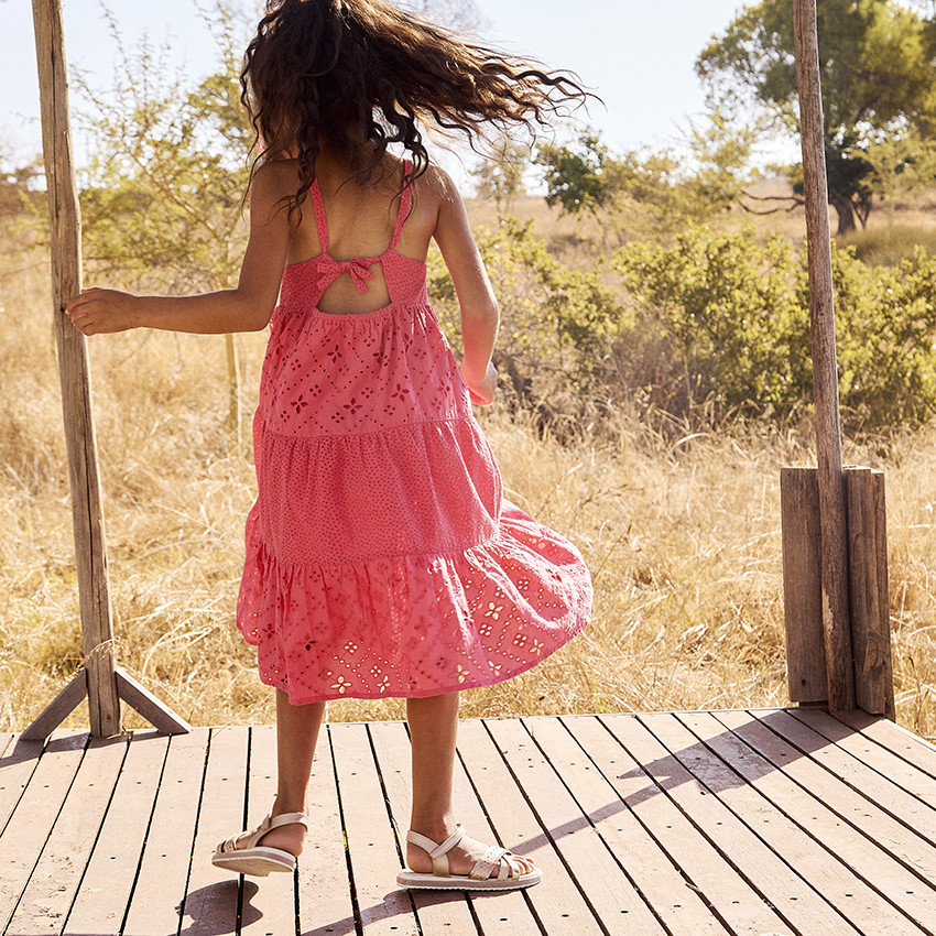 Mouwloze jurk met Engels borduursel voor meisjes 