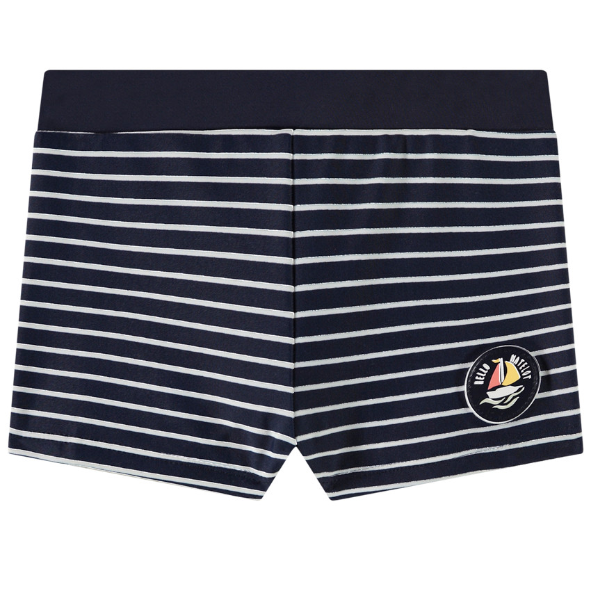 Boxer de bain rayé avec badge voilier pour bébé garçon 