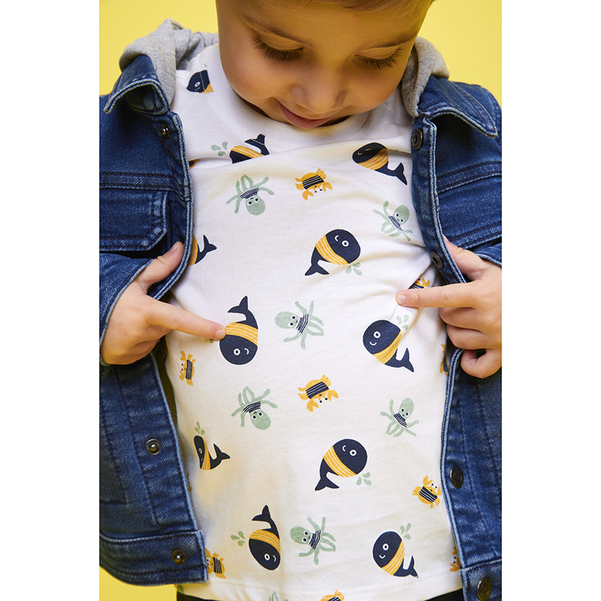 T-shirt met korte mouwen met print van zeedieren voor baby jongen 