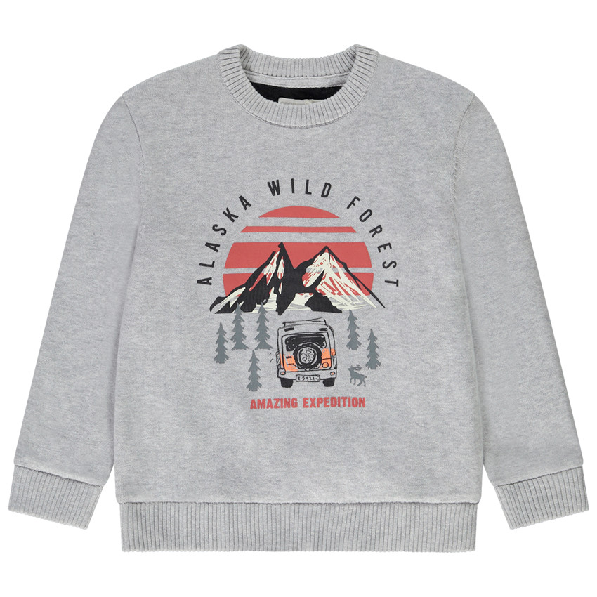 Pull print Alaska doublé velours pour garçon 